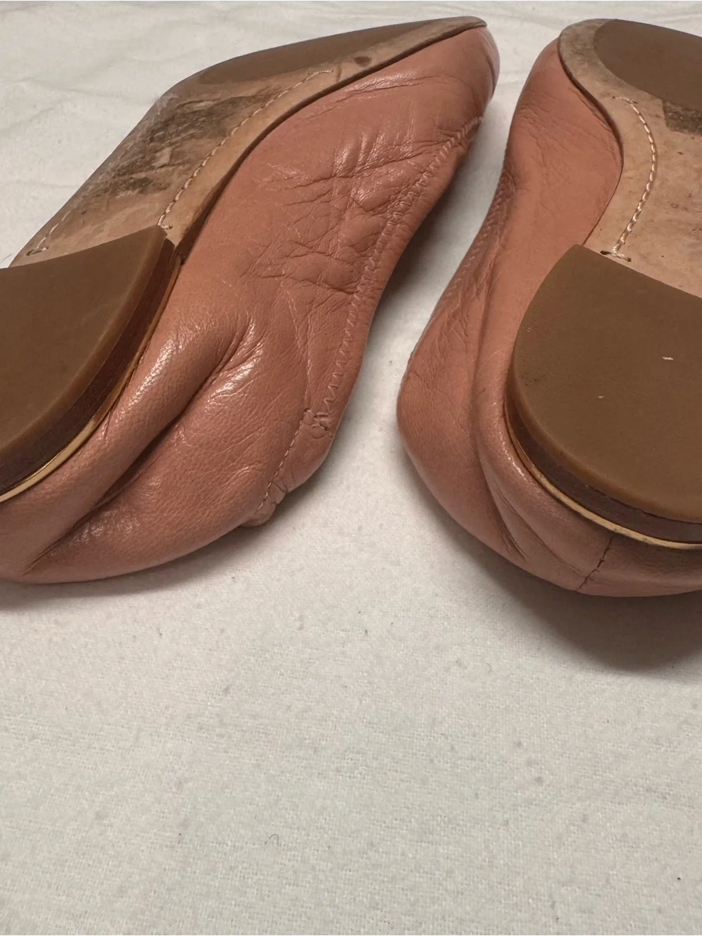 Tory Burch Mauve Pink Leather Logo Ballet Flats